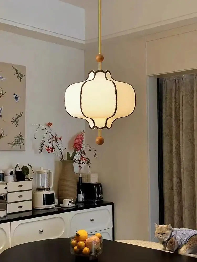 Retro Style Pendant Wooden Ball Ceiling Light │ Japandi Dining Room Hanging Lamp - Besontique Home