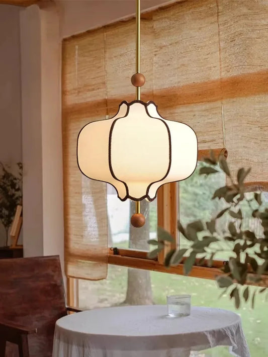 Retro Style Pendant Wooden Ball Ceiling Light │ Japandi Dining Room Hanging Lamp - Besontique Home