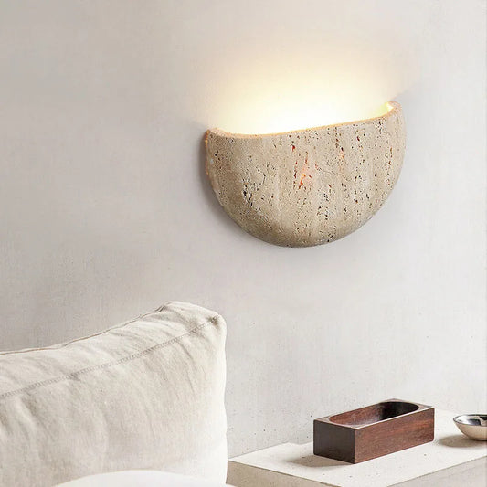 Retro style Semicircle Natural Stone Wall Lighting │ Modern Contemporary Style LED Indoor Wall Mounted Lamp Light - Besontique Home