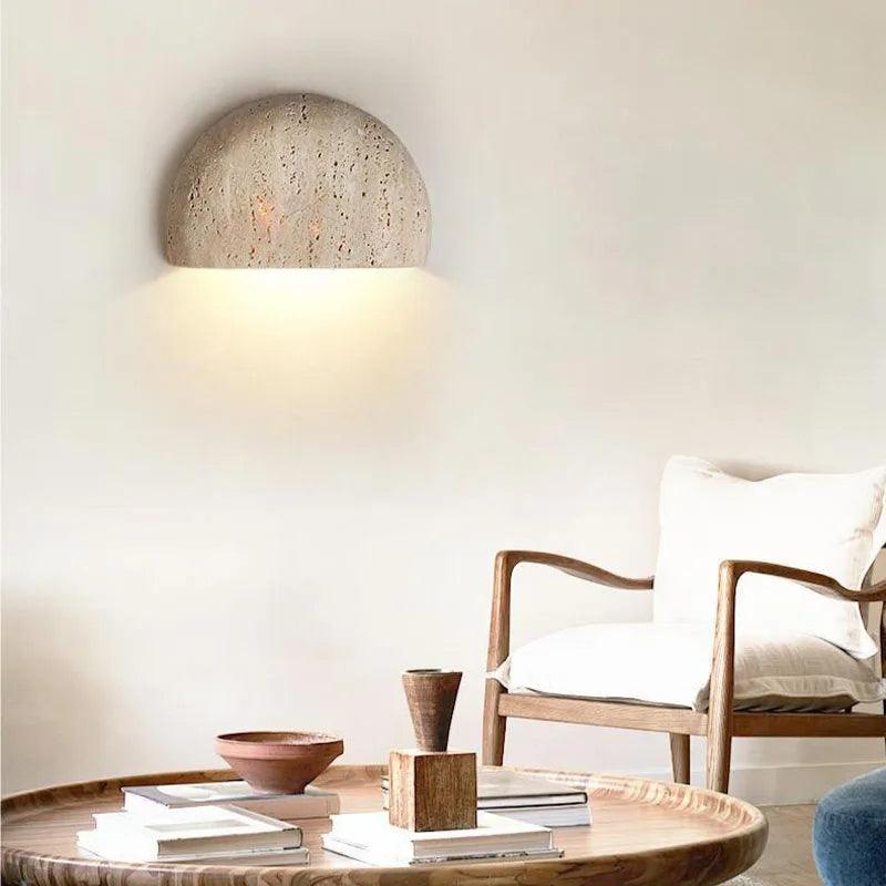 Retro style Semicircle Natural Stone Wall Lighting │ Modern Contemporary Style LED Indoor Wall Mounted Lamp Light - Besontique Home