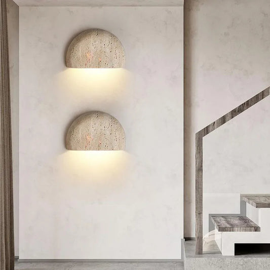 Retro style Semicircle Natural Stone Wall Lighting │ Modern Contemporary Style LED Indoor Wall Mounted Lamp Light - Besontique Home