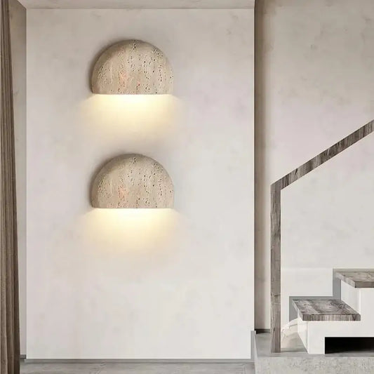 Retro style Semicircle Natural Stone Wall Lighting │ Modern Contemporary Style LED Indoor Wall Mounted Lamp Light - Besontique Home
