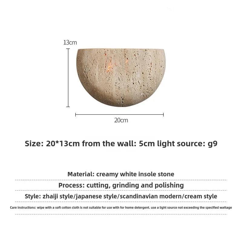 Retro style Semicircle Natural Stone Wall Lighting │ Modern Contemporary Style LED Indoor Wall Mounted Lamp Light - Besontique Home