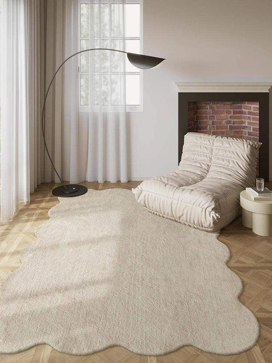 Simple Irregular Solid Color Rug Carpet │ Modern style Plush Bedroom Living room Floor Mat - Besontique Home