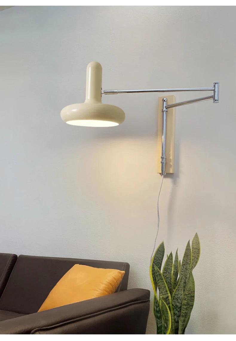 Simple White Beige Arm Wall Lamp │ Modern Nordic Style LED Rotating Metal Hanging Light (Copy) - Besontique Home
