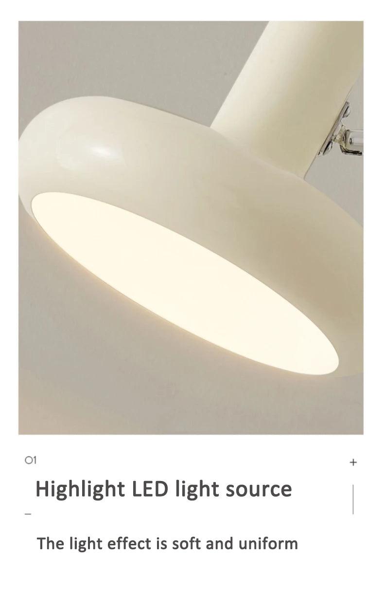Simple White Beige Arm Wall Lamp │ Modern Nordic Style LED Rotating Metal Hanging Light (Copy) - Besontique Home