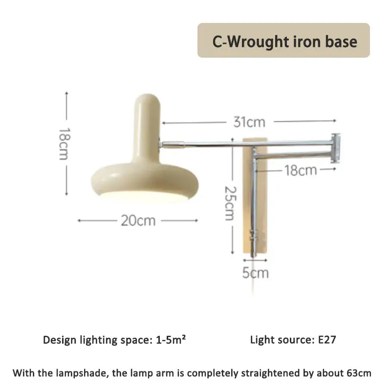 simple-white-beige-arm-wall-lamp-modern-nordic-style-led-rotating-metal-hanging-light-copy-besontique-home-79244 - Besontique Home