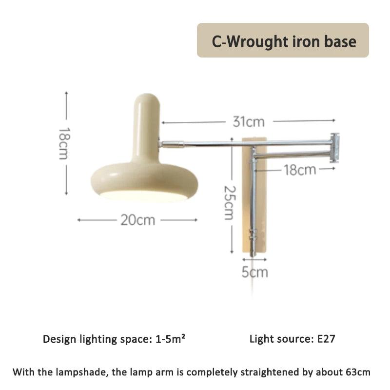 Simple White Beige Arm Wall Lamp │ Modern Nordic Style LED Rotating Metal Hanging Light (Copy) - Besontique Home