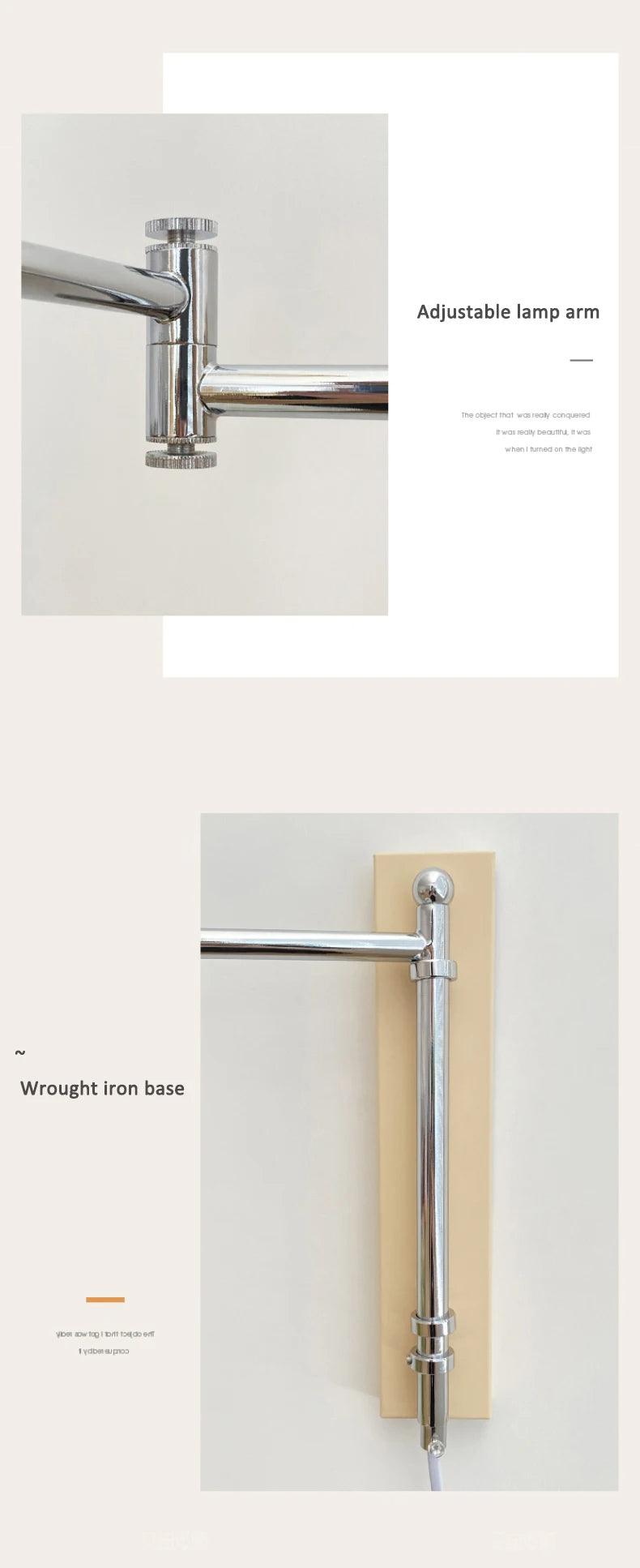 Simple White Beige Arm Wall Lamp │ Modern Nordic Style LED Rotating Metal Hanging Light (Copy) - Besontique Home