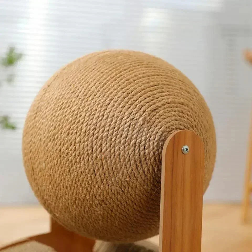 Sisal Rope Ball Wooden Cat Scratcher Scraper | Pet-Friendly 2 In 1 Wear-Resistant Scratching Board Pad Furniture - Besontique Home