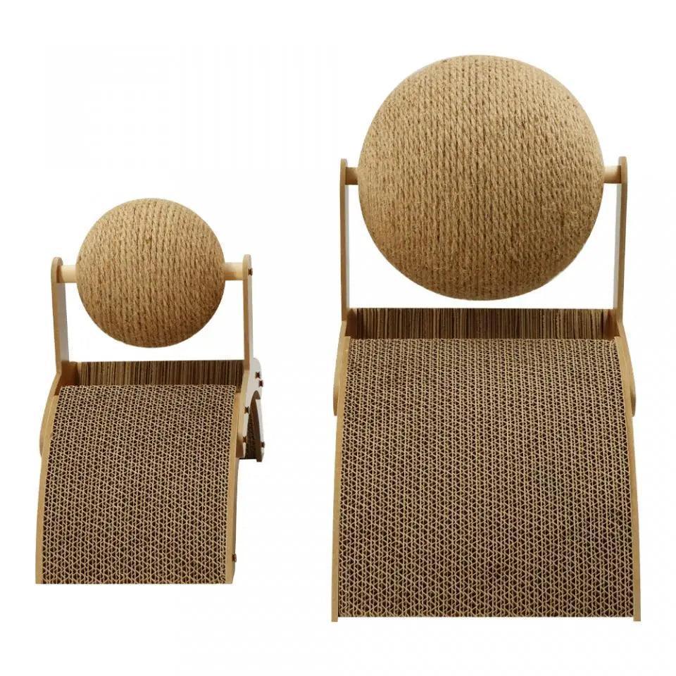 Sisal Rope Ball Wooden Cat Scratcher Scraper | Pet-Friendly 2 In 1 Wear-Resistant Scratching Board Pad Furniture - Besontique Home