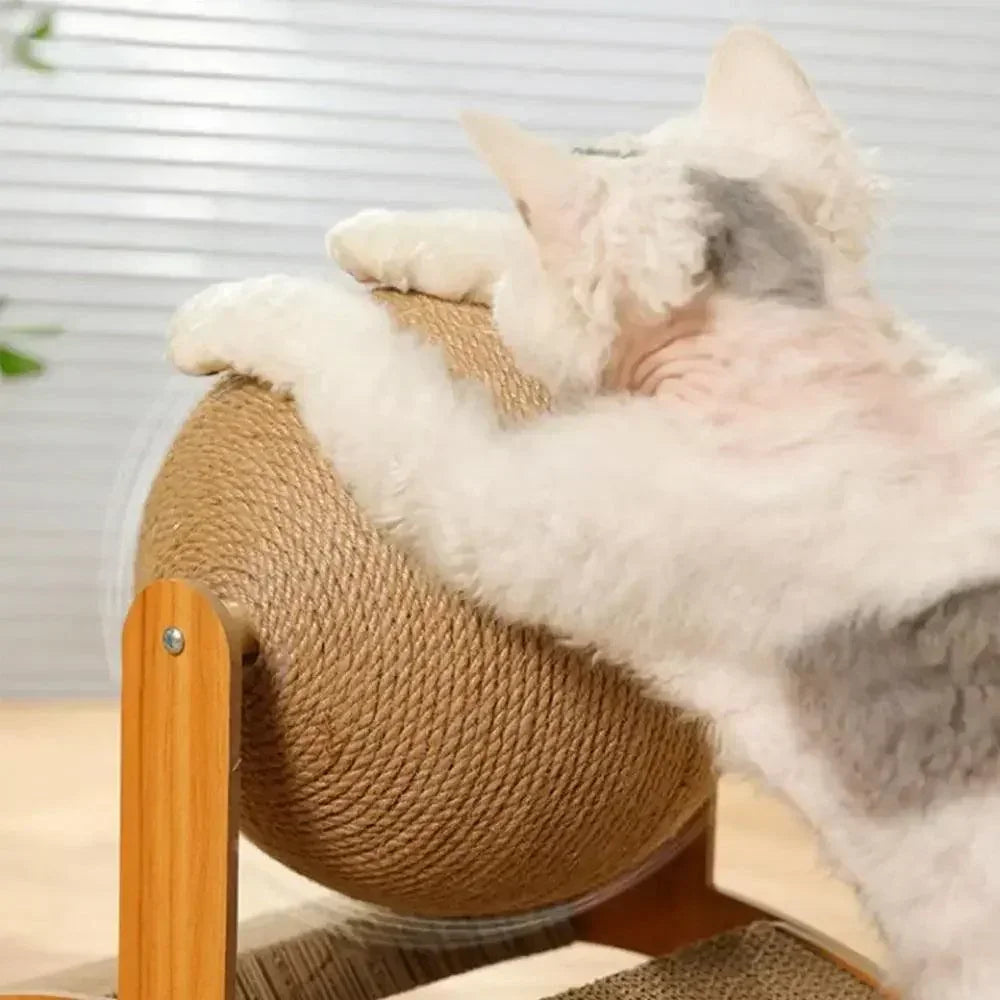 Sisal Rope Ball Wooden Cat Scratcher Scraper | Pet-Friendly 2 In 1 Wear-Resistant Scratching Board Pad Furniture - Besontique Home