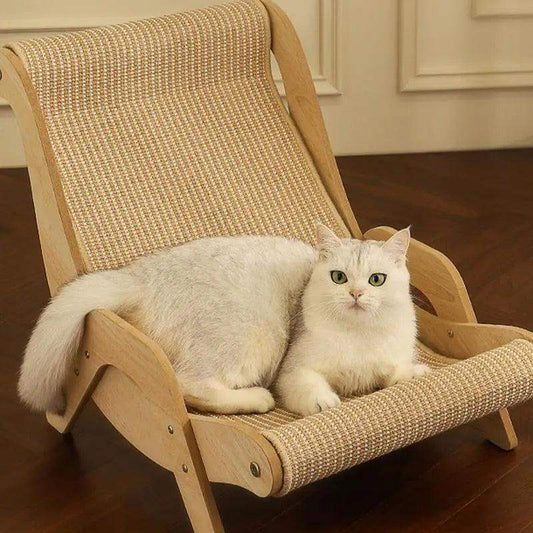 Sisal Wooden Cat Lounge Chair | Pet-Friendly Multi-Functional Cat Scratcher Furniture - Besontique Home