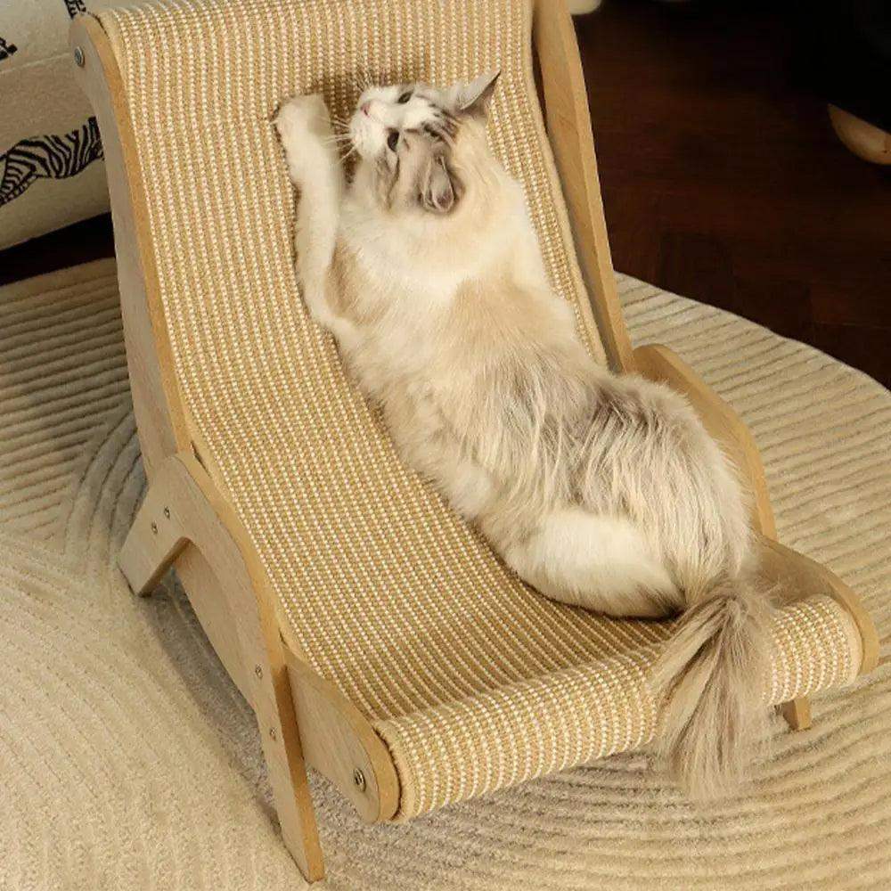 Sisal Wooden Cat Lounge Chair | Pet-Friendly Multi-Functional Cat Scratcher Furniture - Besontique Home