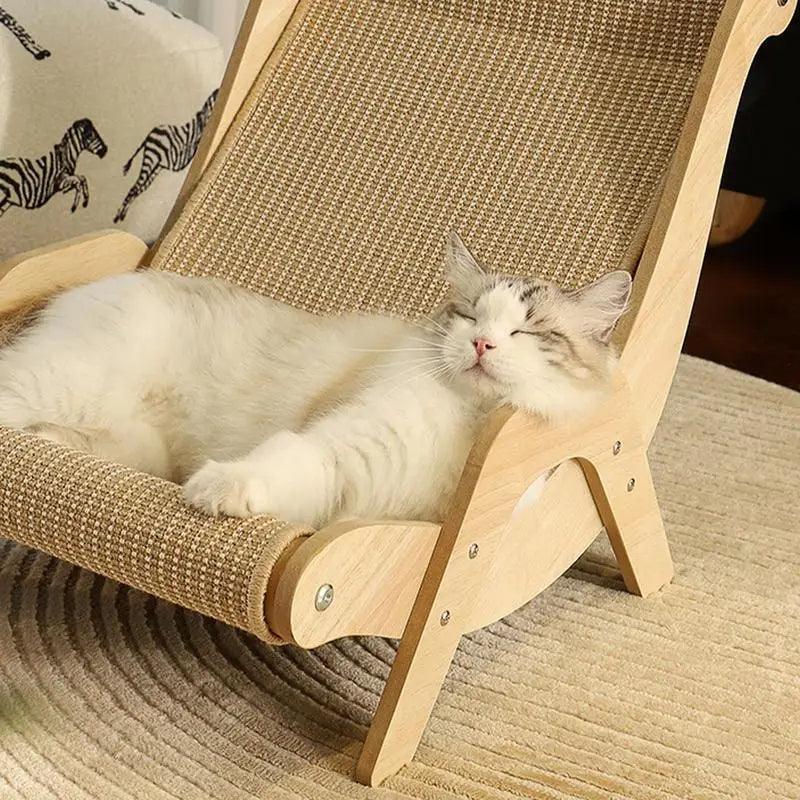 Sisal Wooden Cat Lounge Chair | Pet-Friendly Multi-Functional Cat Scratcher Furniture - Besontique Home