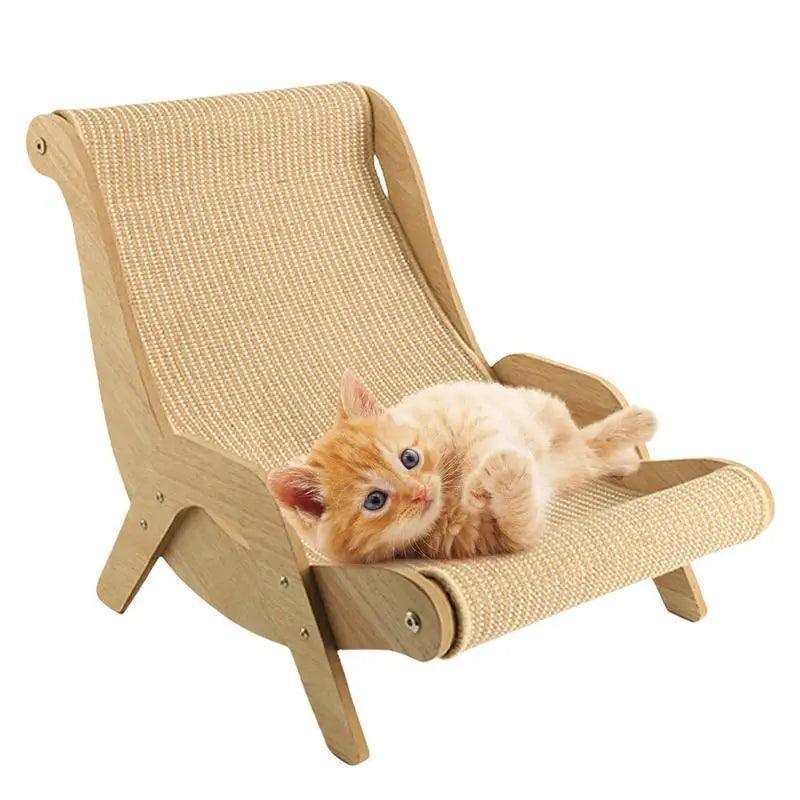 Sisal Wooden Cat Lounge Chair | Pet-Friendly Multi-Functional Cat Scratcher Furniture - Besontique Home