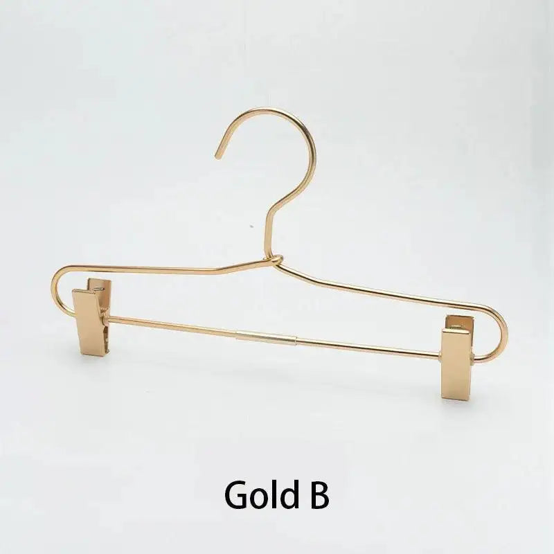 Slim Gold Skirts Pants Hangers with Clips │ Sleek Metal Clothes Wardrobe Trouser Rack - Besontique Home