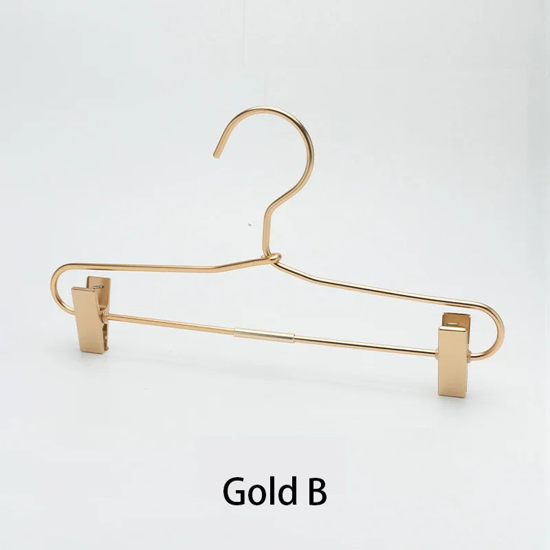 Slim Gold Skirts Pants Hangers with Clips │ Sleek Metal Clothes Wardrobe Trouser Rack - Besontique Home
