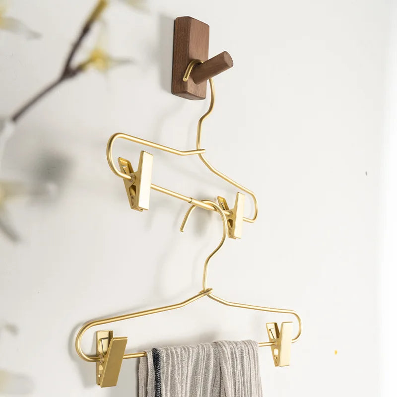 Slim Gold Skirts Pants Hangers with Clips │ Sleek Metal Clothes Wardrobe Trouser Rack - Besontique Home
