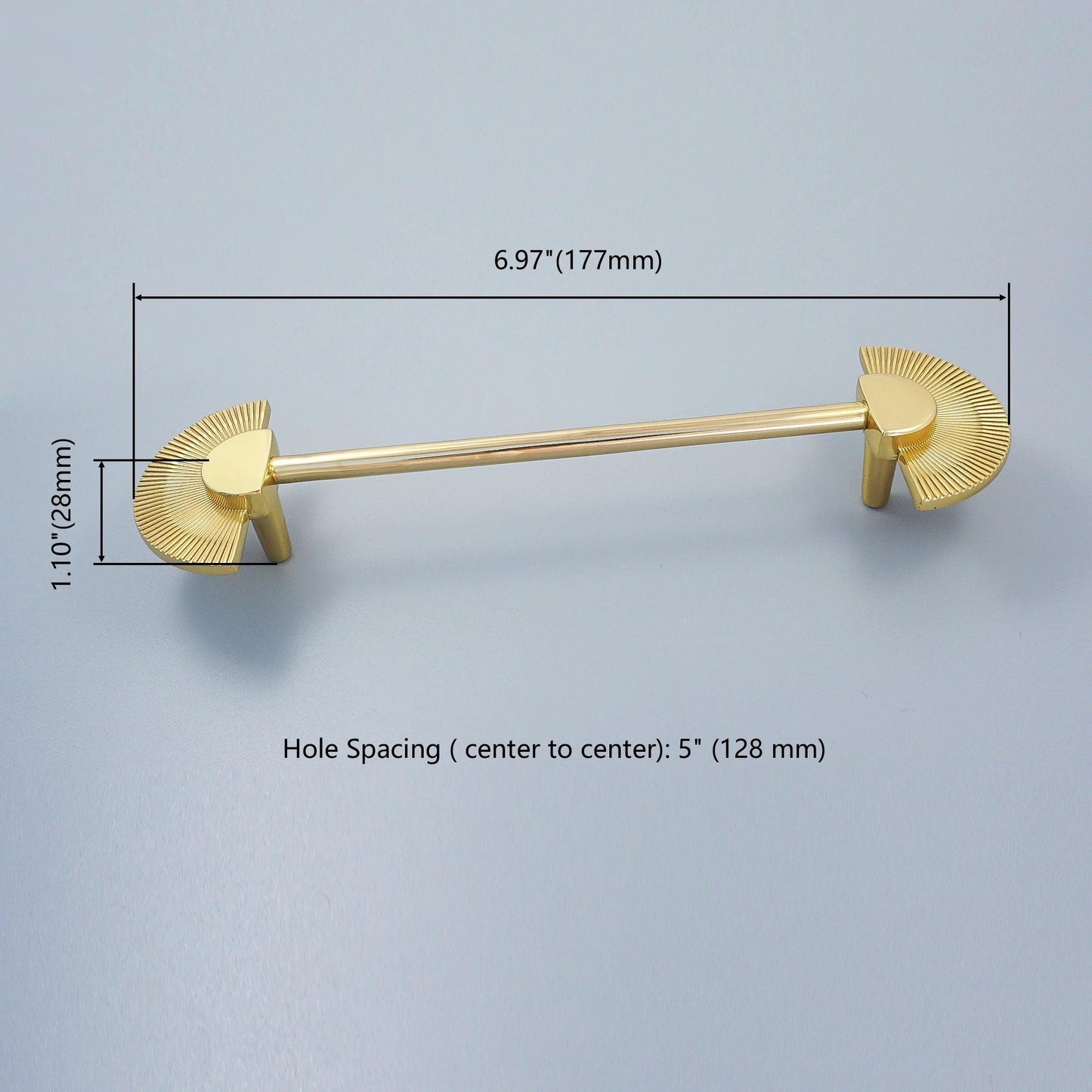 Solid Brass Fan Shaped Furniture Door Knob │ Polished Gold Kitchen Cabinet Handles - Besontique Home