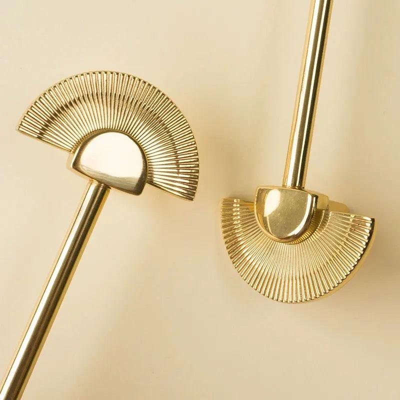 Solid Brass Fan Shaped Furniture Door Knob │ Polished Gold Kitchen Cabinet Handles - Besontique Home