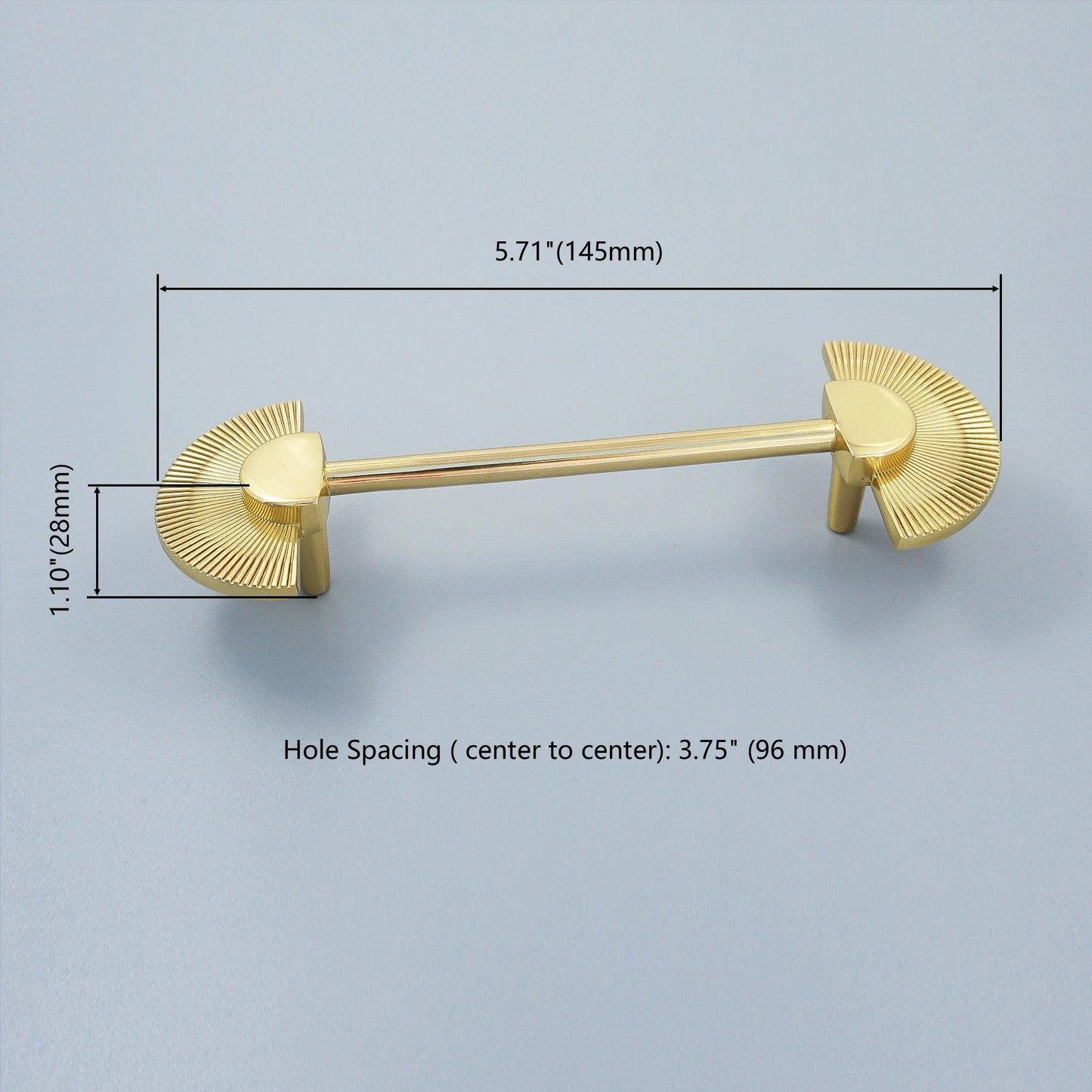 Solid Brass Fan Shaped Furniture Door Knob │ Polished Gold Kitchen Cabinet Handles - Besontique Home