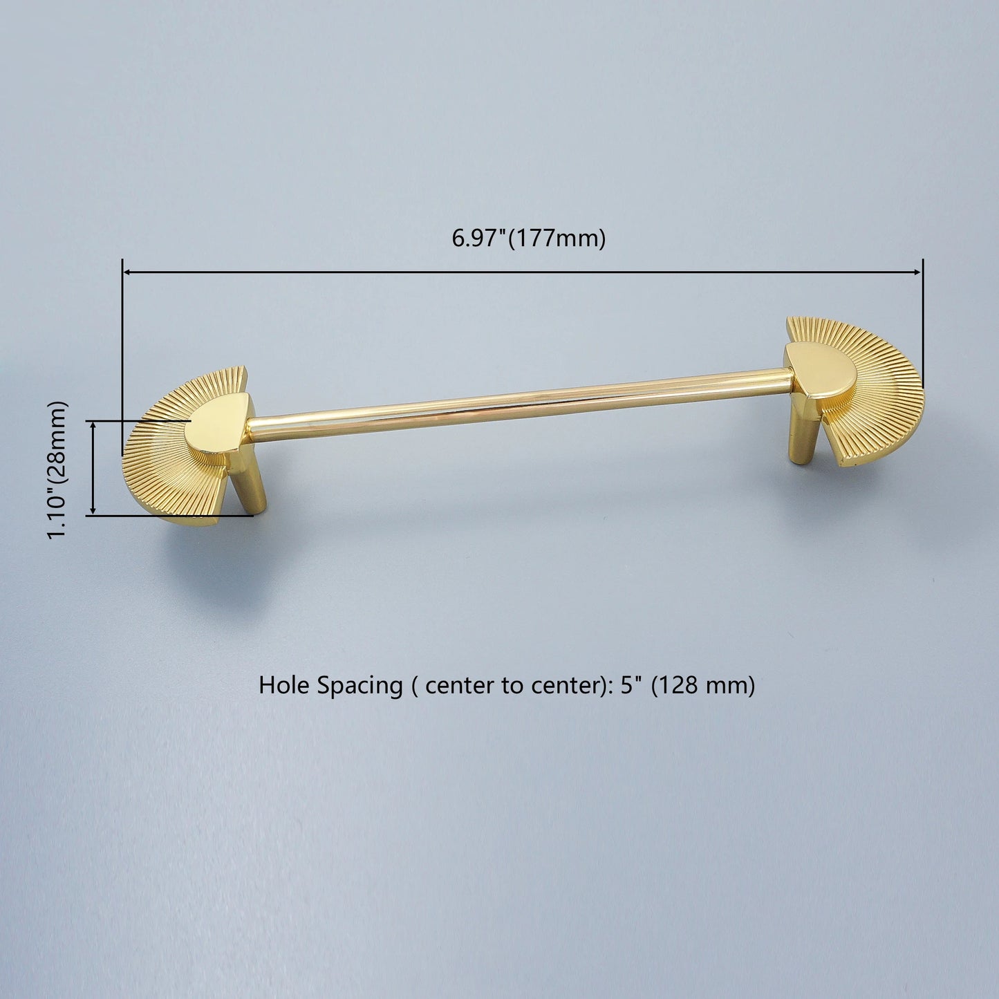 Solid Brass Fan Shaped Furniture Door Knob │ Polished Gold Kitchen Cabinet Handles - Besontique Home
