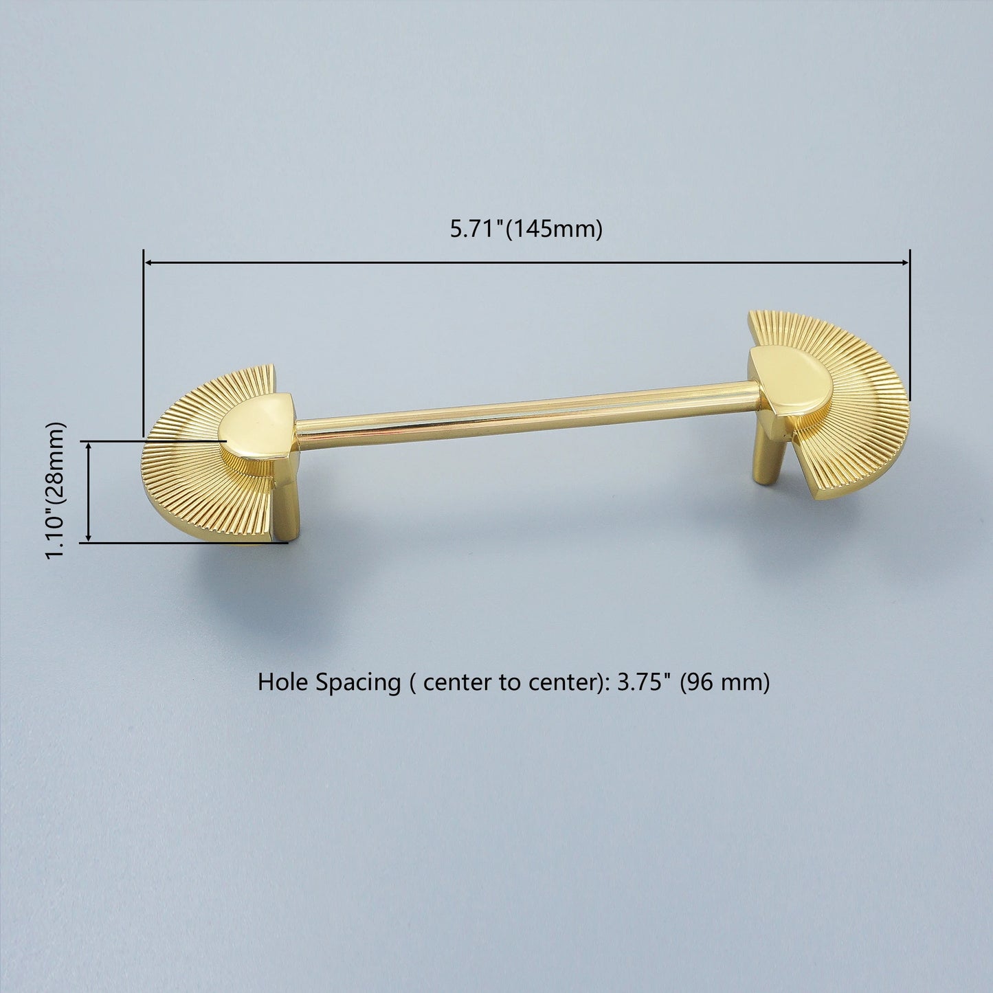 Solid Brass Fan Shaped Furniture Door Knob │ Polished Gold Kitchen Cabinet Handles - Besontique Home