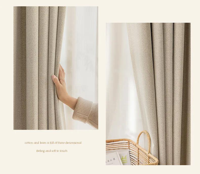 Solid Color Long High length Blackout Curtain │ For Minimal Modern Home Bedroom Decoration - Besontique Home