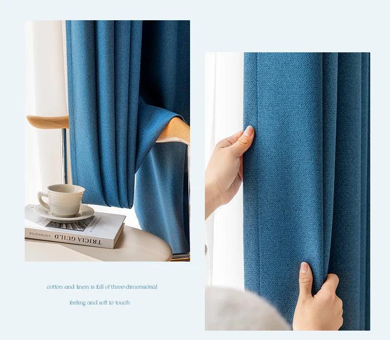 Solid Color Long High length Blackout Curtain │ For Minimal Modern Home Bedroom Decoration - Besontique Home