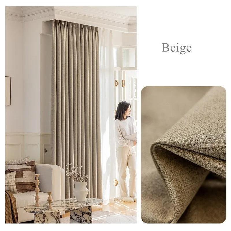 Solid Color Long High length Blackout Curtain │ For Minimal Modern Home Bedroom Decoration - Besontique Home