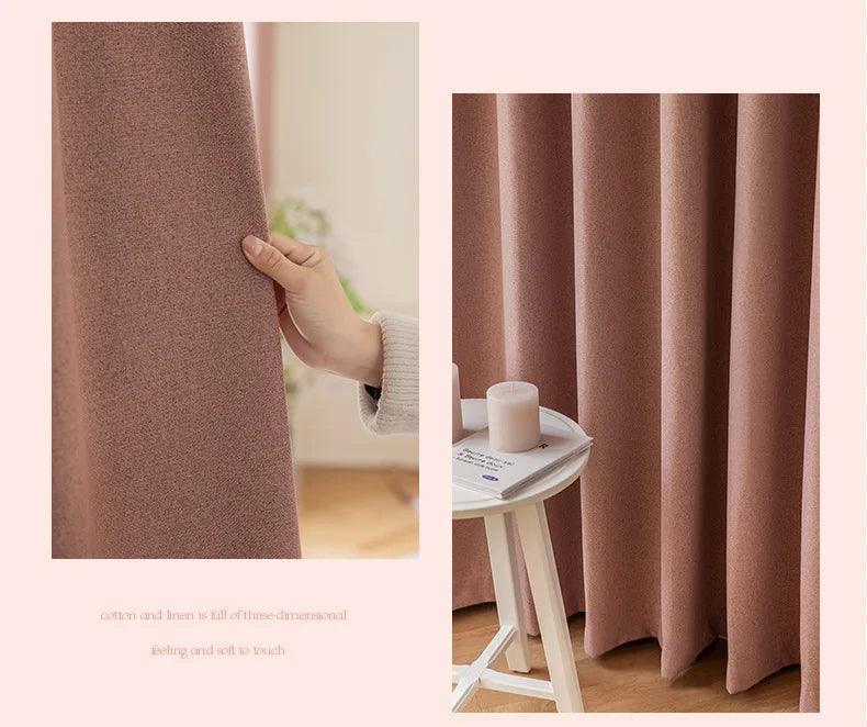 Solid Color Long High length Blackout Curtain │ For Minimal Modern Home Bedroom Decoration - Besontique Home