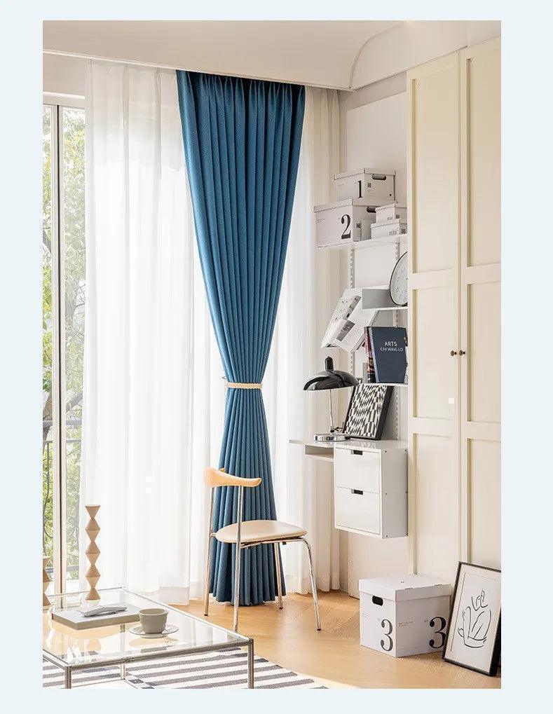 Solid Color Long High length Blackout Curtain │ For Minimal Modern Home Bedroom Decoration - Besontique Home