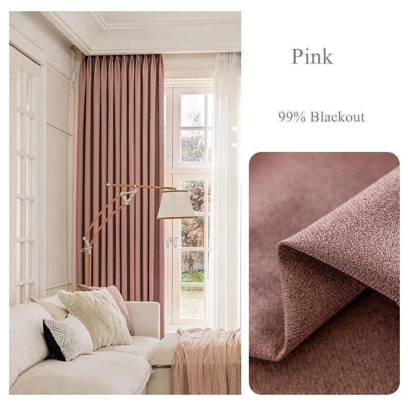 Solid Color Long High length Blackout Curtain │ For Minimal Modern Home Bedroom Decoration - Besontique Home