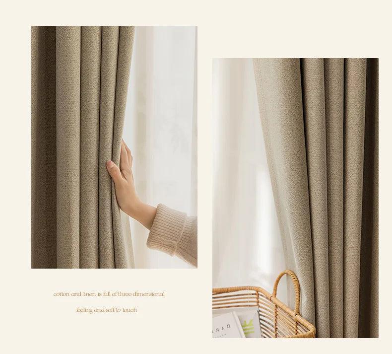 Solid Color Long High length Blackout Curtain │ For Minimal Modern Home Bedroom Decoration - Besontique Home