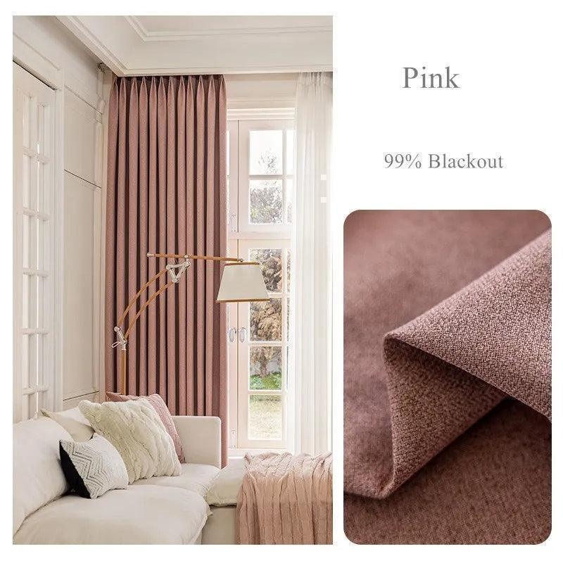 Solid Color Long High length Blackout Curtain │ For Minimal Modern Home Bedroom Decoration - Besontique Home