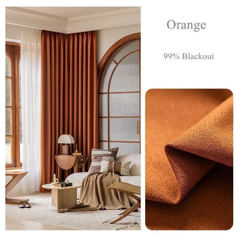 Solid Color Long High length Blackout Curtain │ For Minimal Modern Home Bedroom Decoration - Besontique Home