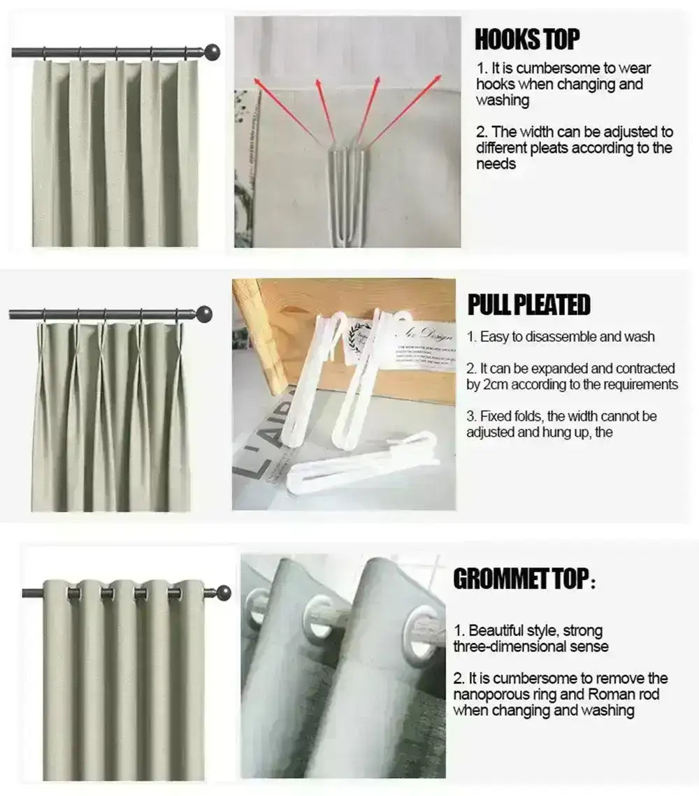 Solid Color Long High length Blackout Curtain │ For Minimal Modern Home Bedroom Decoration - Besontique Home