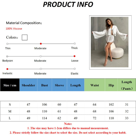 Solid Color Viscose Long Sleeved Shorts Pajamas 2 Piece Set │ Comfortable Homewear - Besontique Home