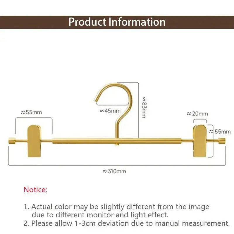 Solid Matte Gold/Silver Non-Slip Skirts Pants Hangers │ Clothes Wardrobe Trouser Rack with Adjustable Clips - Besontique Home