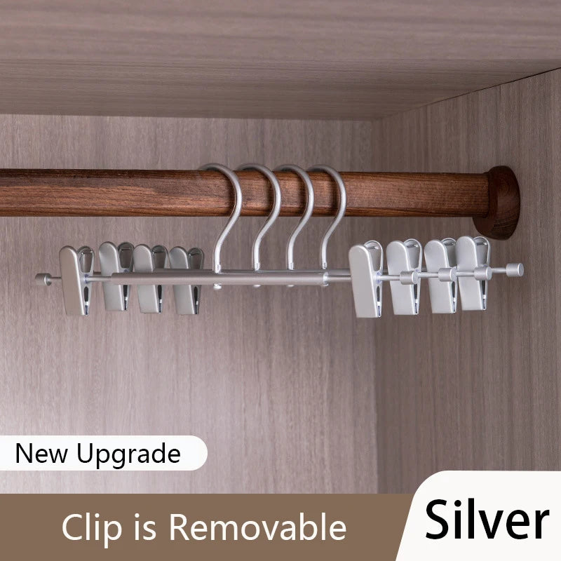 Solid Matte Gold/Silver Non-Slip Skirts Pants Hangers │ Clothes Wardrobe Trouser Rack with Adjustable Clips - Besontique Home
