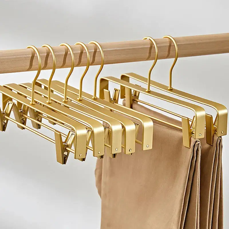 solid-matte-goldsilver-skirts-pants-hangers-light-luxury-clothes-wardrobe-trouser-rack-with-clips-besontique-home-51979 - Besontique Home