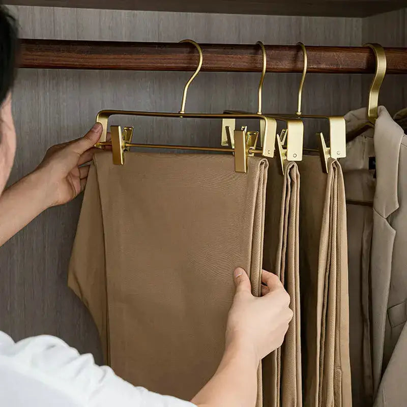 solid-matte-goldsilver-skirts-pants-hangers-light-luxury-clothes-wardrobe-trouser-rack-with-clips-besontique-home-66499 - Besontique Home