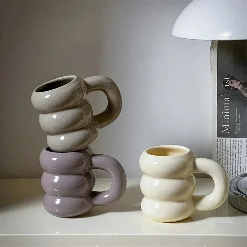 Thick Chunky Coffee Mug Milk Cup with Handle │ Ceramic Kitchenware - Besontique Home