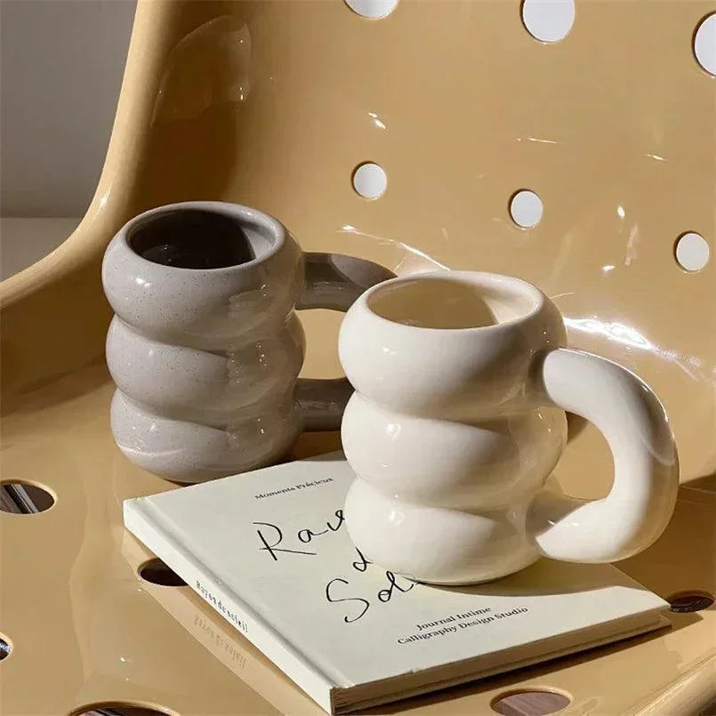 Thick Chunky Coffee Mug Milk Cup with Handle │ Ceramic Kitchenware - Besontique Home
