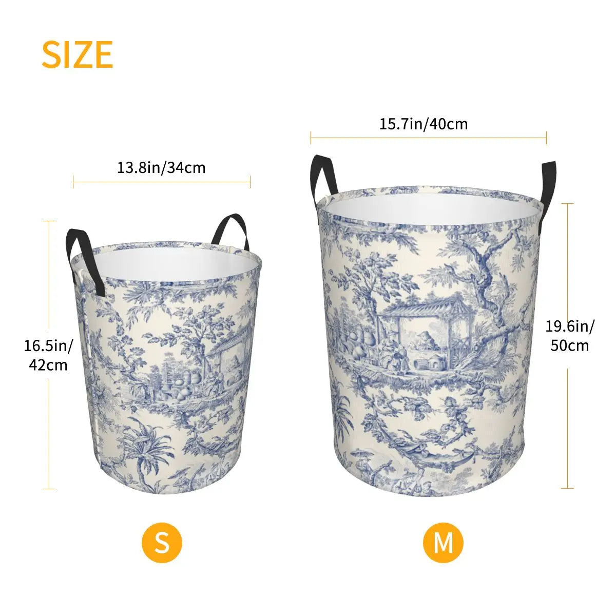 Toile De Jouy Patterns Laundry Basket │ Foldable French Motif Decorative Organizer - Besontique Home