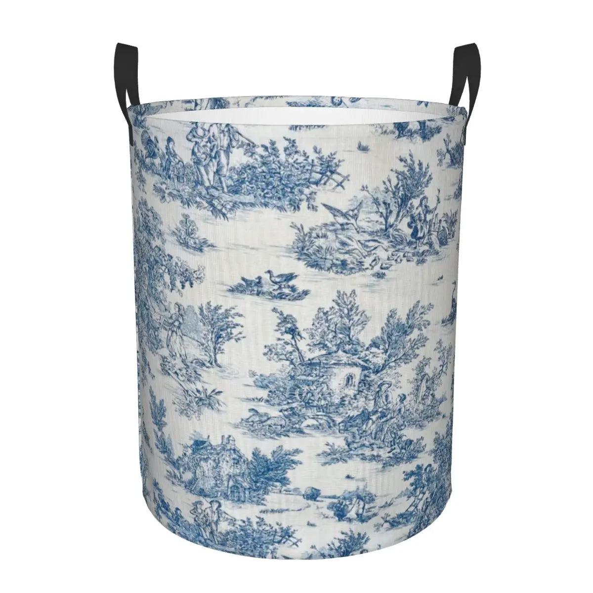 Toile De Jouy Patterns Laundry Basket β Foldable French Motif Decorative Organizer - Besontique Home