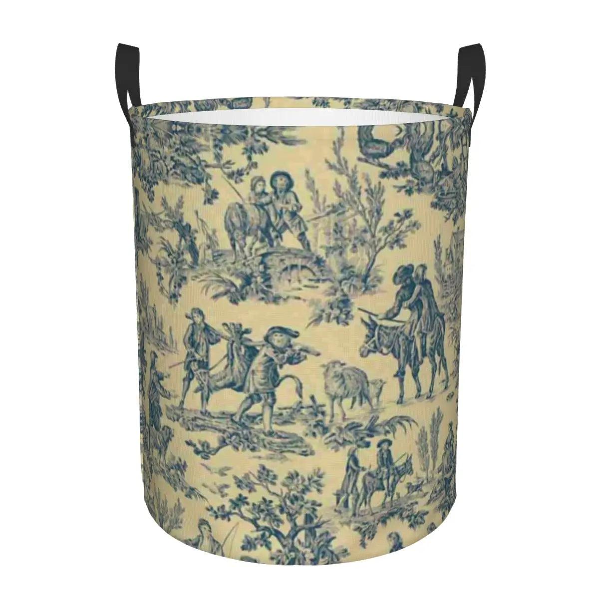 Toile De Jouy Patterns Laundry Basket β Foldable French Motif Decorative Organizer - Besontique Home