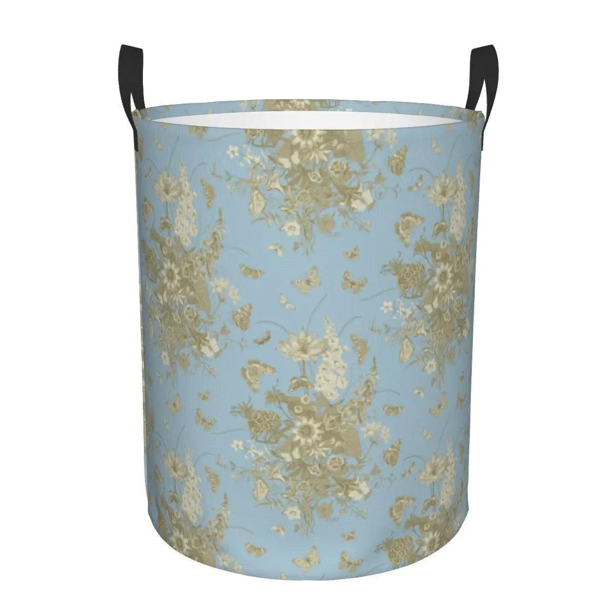 Toile De Jouy Patterns Laundry Basket β Foldable French Motif Decorative Organizer - Besontique Home