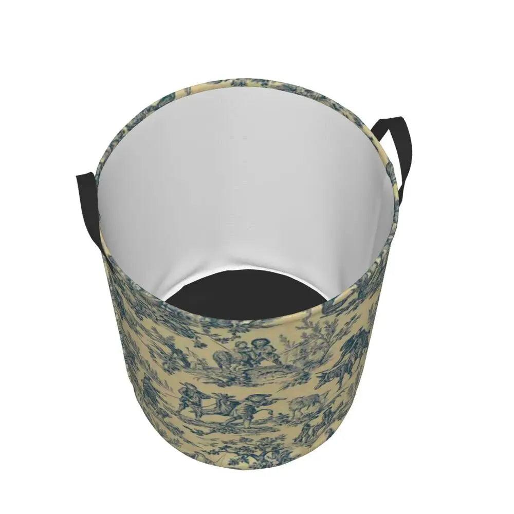 Toile De Jouy Patterns Laundry Basket β Foldable French Motif Decorative Organizer - Besontique Home